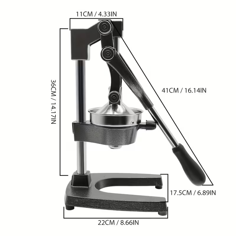 Heavy-Duty Manual Citrus Juicer – Cast Iron Orange & Lemon Squeezer | Commercial Hand Press Extractor for Oranges, Lemons, Limes & Pomegranates | Easy-Clean Stainless Strainer