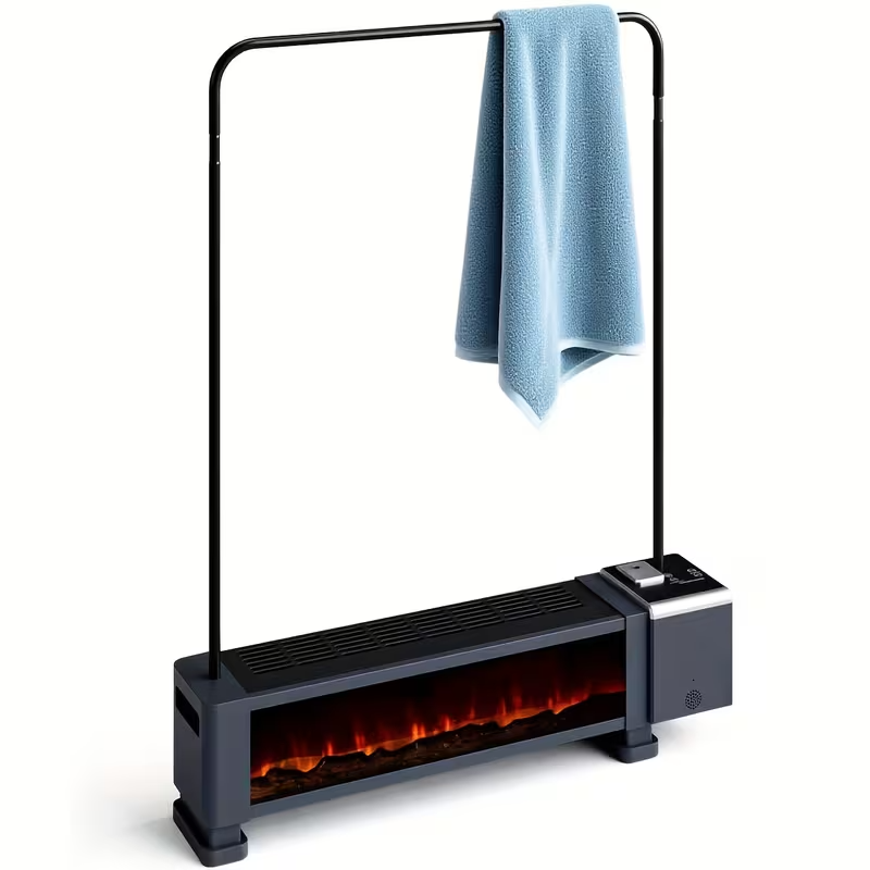 1800W Electric Baseboard Heater with Remote Control – 3D Flame Effect, Adjustable Thermostat, 12H Timer, Overheat & Tip-Over Protection, Portable Indoor Space Heater for Large Rooms