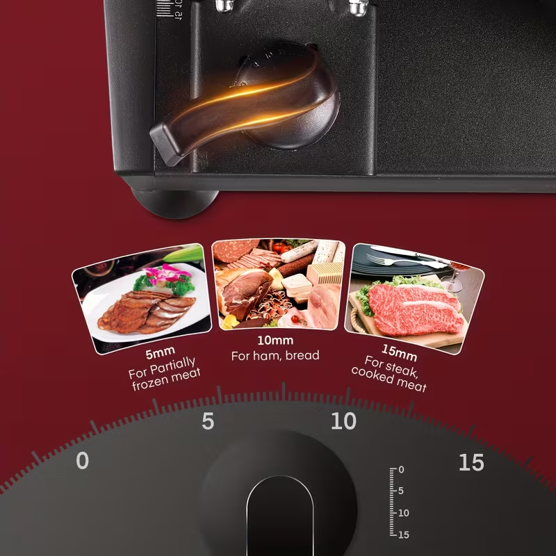 200W Electric Meat Slicer with 7.5" Stainless Steel Blades – Adjustable 0–15mm Thickness, Removable Dual Blades, Compact Die-Cast Design for Meat, Cheese, Bread & Vegetables – Black