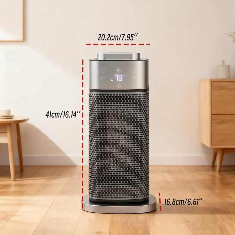 1500W 3D Flame Electric Space Heater with Built-In Humidifier, 16" Tower Heater with Thermostat, Remote Control, Oscillation & Quiet Heating, Fireplace Flame Effect, Tip-Over Protection, Heats Rooms up to 250 Sq.Ft, 120V