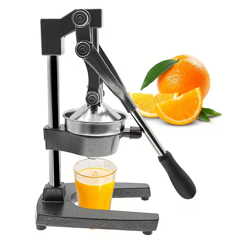 Heavy-Duty Manual Citrus Juicer – Cast Iron Orange & Lemon Squeezer | Commercial Hand Press Extractor for Oranges, Lemons, Limes & Pomegranates | Easy-Clean Stainless Strainer