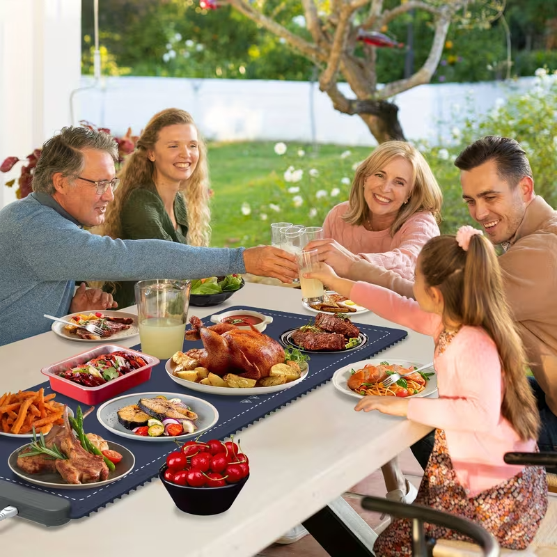 Electric Warming Tray, 3 Temperature Modes, Full Surface Heating, Rollable & Portable Food Warmer, Premium Silicone Nano Material, Auto Shut-Off, 36" x 16" for Parties and Gatherings