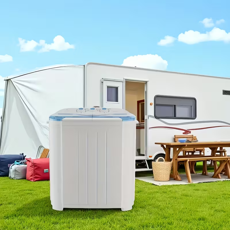 Semi-Automatic Portable Twin Tub Washing Machine, 13 lb Washer & Spinner Combo (8.5 lb Wash + 4.5 lb Spin) for Apartment, Dorm, RV, and Camping, 110V