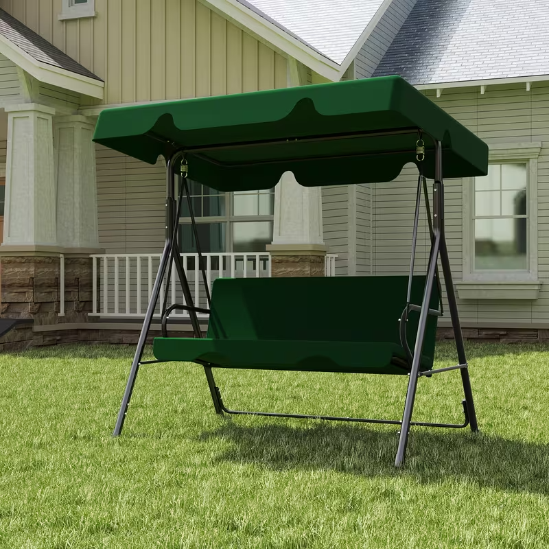 Outdoor Patio Swing Glider with Adjustable Canopy and Heavy-Duty Stand – Weather-Resistant, Rust-Proof Construction for Porch, Garden, and Lawn – Comfortable Adult Seating
