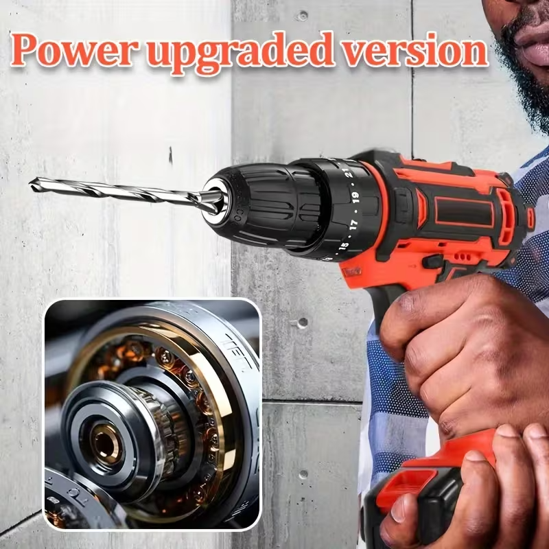 102-Piece Cordless Power Tool Kit with 2 Batteries, Electric Drill and Impact Wrench Set, Ratchet Screwdriver and Home Repair Tool Kit for Household DIY