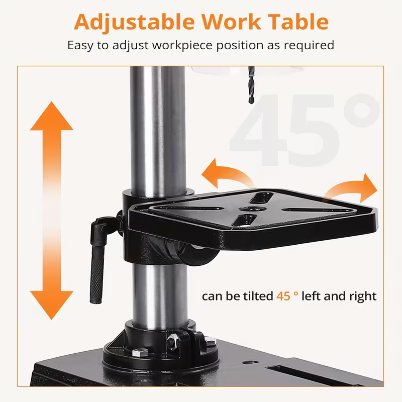 2.5Amp Benchtop Drill Press, 5-Speed Adjustable Tabletop Drilling Machine with 8-Inch Swing and 0–45° Tilting Table for Wood and Metal