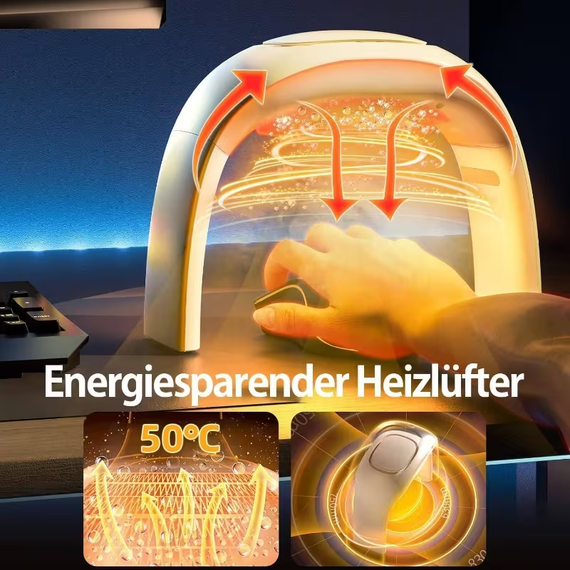 Ceramic Desk Hand Warmer Heater with Thermostat – Portable Personal Space Heater for Indoor Office Use, Energy Efficient, Beige