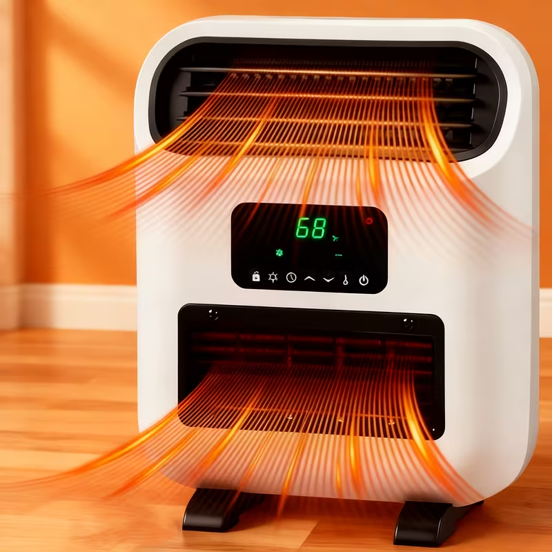 Mini Electric Space Heater, Wall-Mounted or Freestanding, 1500W Indoor Heater with Adjustable Thermostat, Timer, and 3 Heating Modes for Home, Bedroom, Office, and Garage