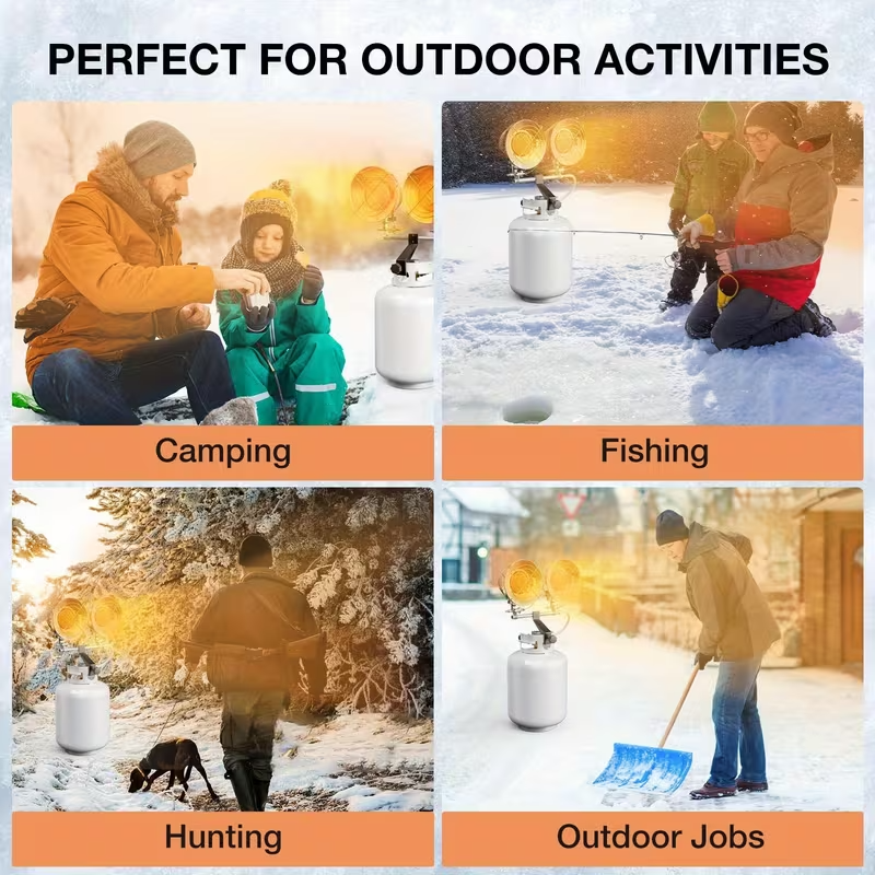 Double Tank Top Propane Heater – Outdoor Freestanding Patio Heater with Shut-Off Valve and Tip-Over Protection, Durable Outdoor Heater for Camping, Garage, Porch, and Sports Events