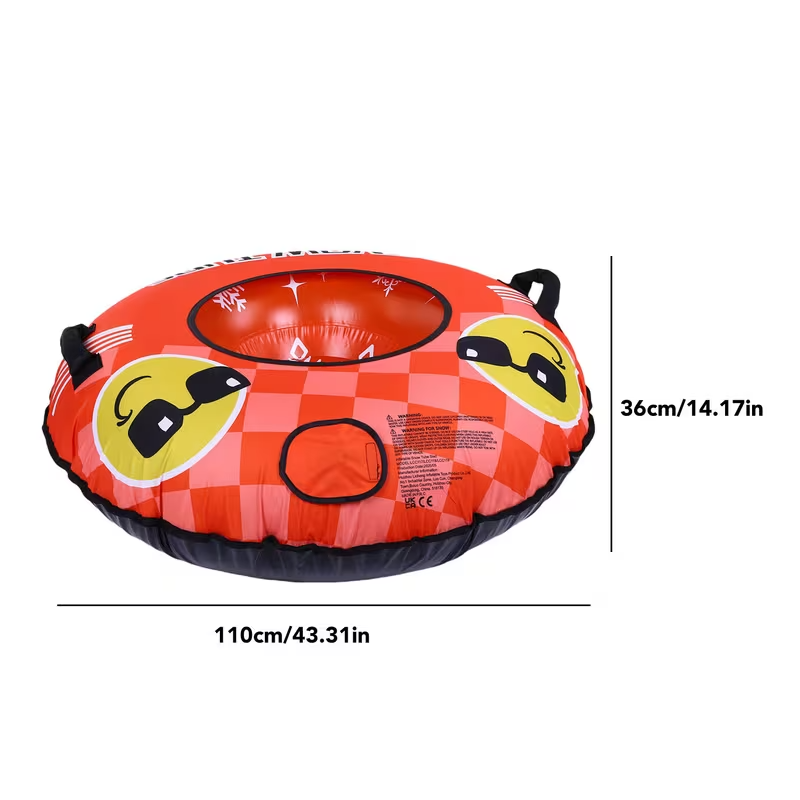 Heavy-Duty Inflatable Snow Tube for Adults & Teens – Fast-Speed Ski Ring with Tow Rope & Reinforced Handles, Durable PVC Winter Sled (Bright Orange)