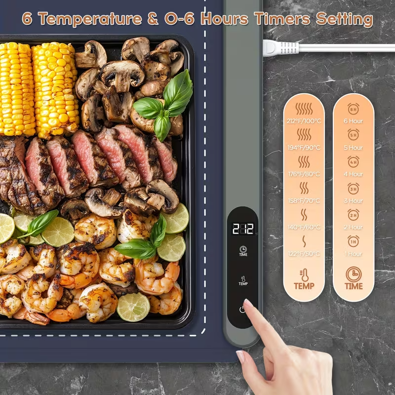 Electric Warming Tray, 3 Temperature Modes, Full Surface Heating, Rollable & Portable Food Warmer, Premium Silicone Nano Material, Auto Shut-Off, 36" x 16" for Parties and Gatherings