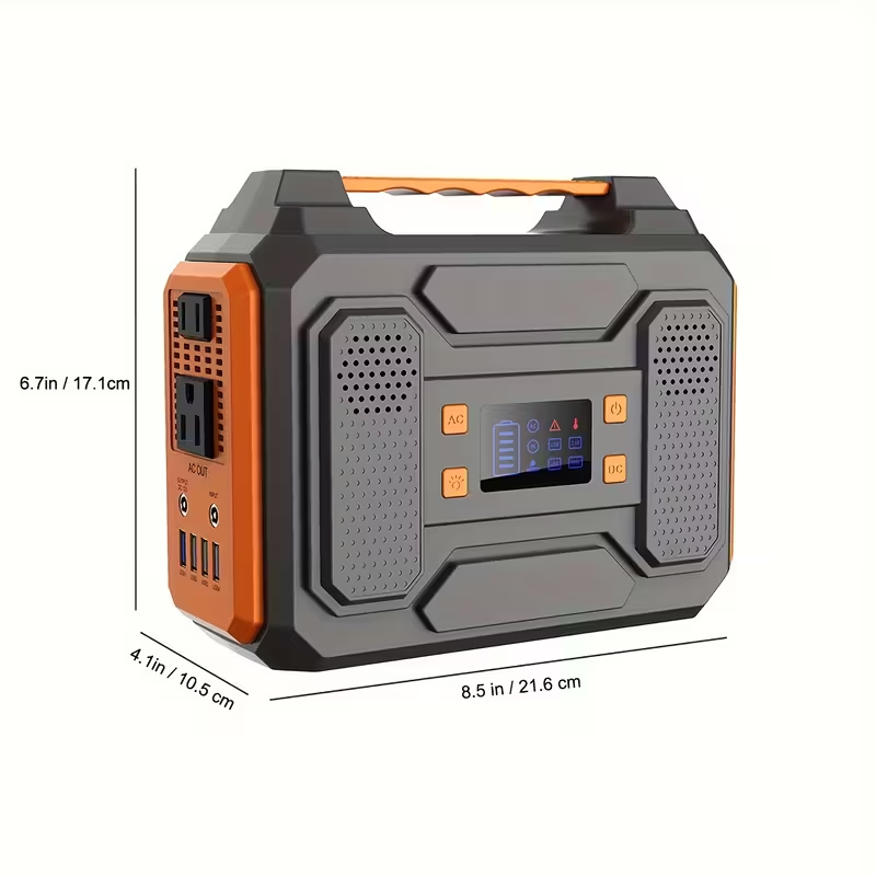 Portable Power Station 300W/100W Solar Generator, 296Wh/256Wh/146Wh Lithium Battery Backup with 110V AC Outlet, USB and DC Ports, LED Flashlight, Cooling Vents, for Camping, RV Travel, Outdoor Events, and Emergency Home Power