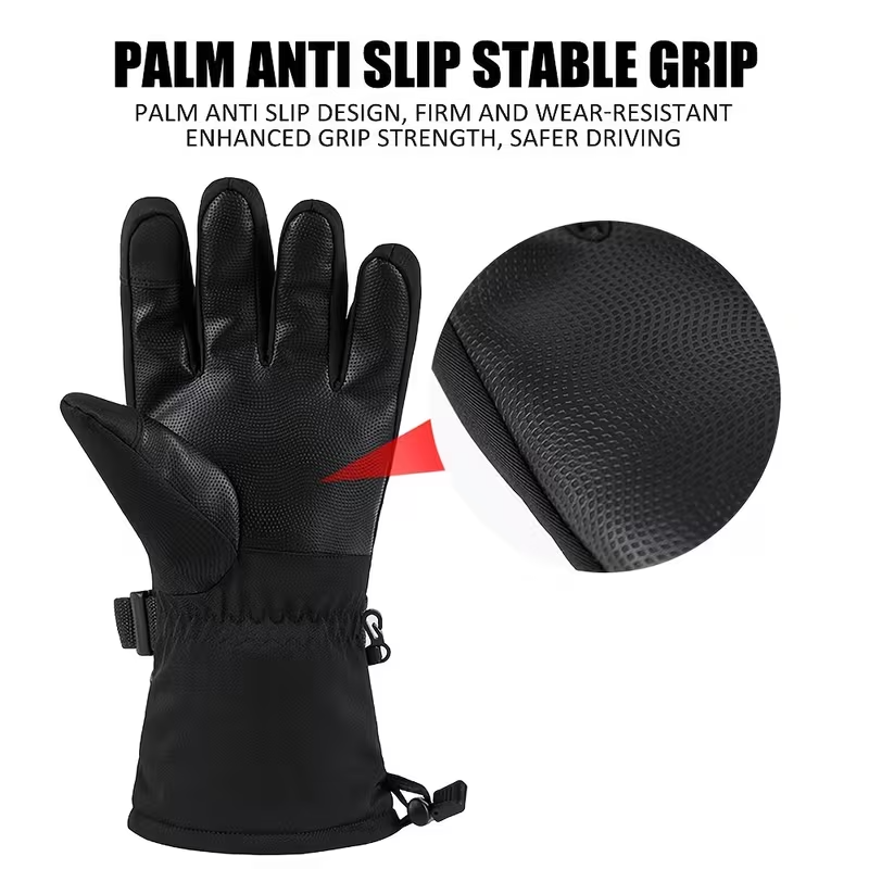 Lithium Battery Heated Gloves with Temperature Display | Full-Finger Touch Screen | Dual Power (Battery/USB) | Winter Cycling & Outdoor Thermal Gloves for Men