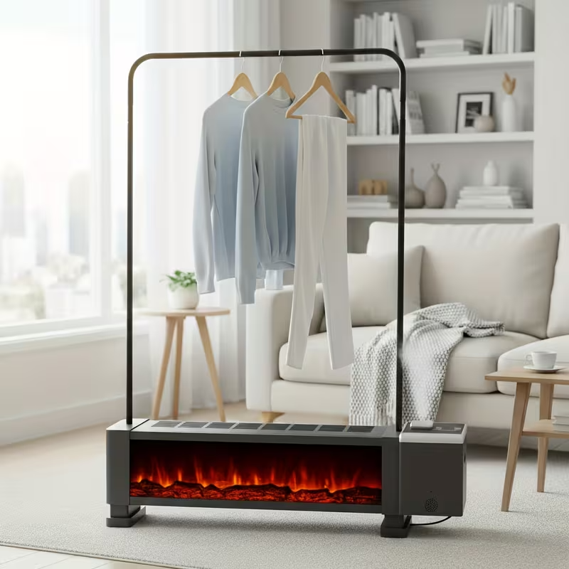 1800W Electric Baseboard Heater with Remote Control – 3D Flame Effect, Adjustable Thermostat, 12H Timer, Overheat & Tip-Over Protection, Portable Indoor Space Heater for Large Rooms