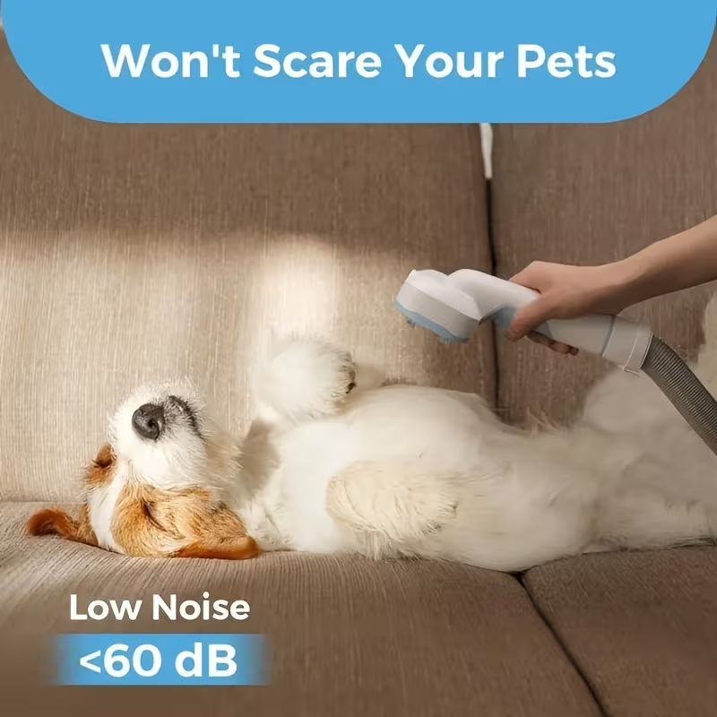 300W Dog Grooming Vacuum, 5-in-1 Pet Grooming Kit with Strong Suction, Large-Capacity 1.2L Dog Vacuum for Shedding, Quiet Operation, Cordless Grooming System with Pet Clipper & Nail Grinder for Home Cleaning