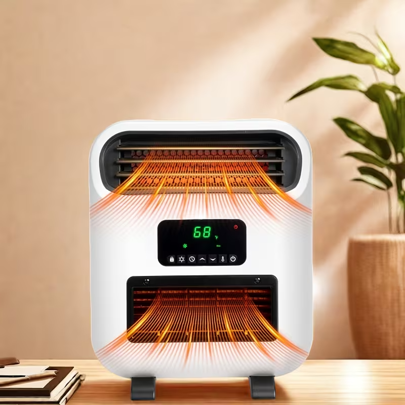 Mini Electric Space Heater, Wall-Mounted or Freestanding, 1500W Indoor Heater with Adjustable Thermostat, Timer, and 3 Heating Modes for Home, Bedroom, Office, and Garage