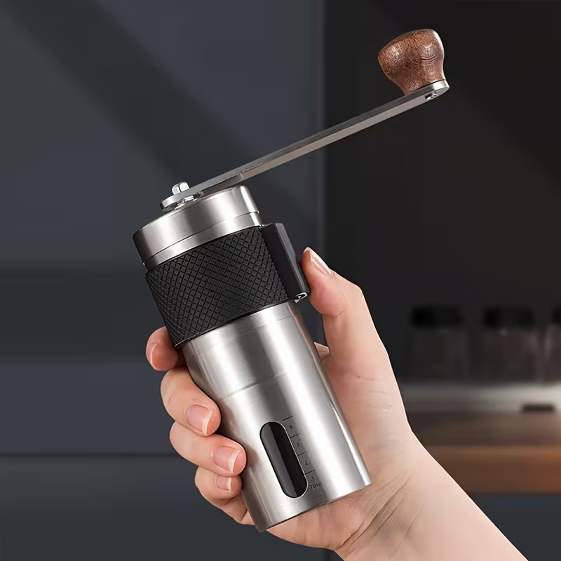 6-Piece Portable Manual Coffee Maker Set with Stainless Steel Cone Grinder, Foldable 304 Stainless Steel Filter, Coffee Pitcher & Handmade Brewing Tools – Electricity-Free Travel Coffee Kit