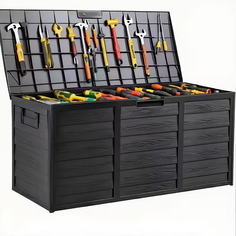 75 Gallon Waterproof Deck Storage Box, Heavy-Duty Plastic Outdoor Storage Box with Flip-Top Hinged Lid, Lockable Design for Pool, Patio, Garage and Garden