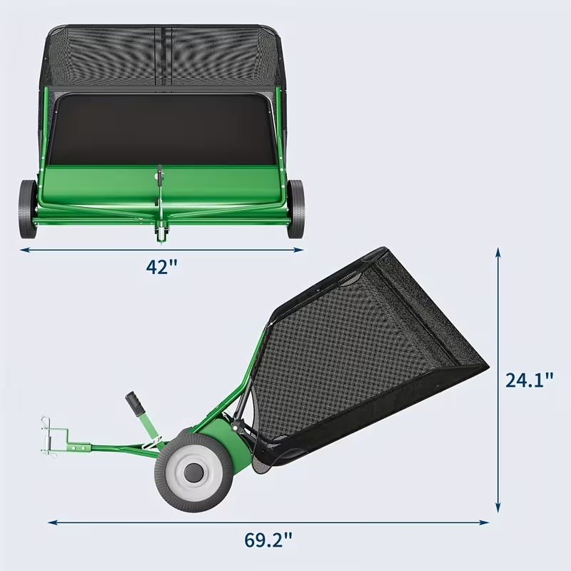 42" Tow-Behind Lawn Sweeper with 12 Cu Ft Hopper – Heavy-Duty Metal Frame, Adjustable Brush Height & All-Terrain Wheels – Ideal for Leaf, Grass & Debris Collection – Tractor, ATV & UTV Compatible