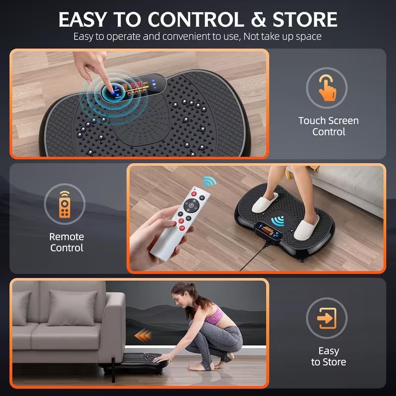 Vibration Plate Exercise Machine – Whole Body Fitness Vibration Platform with Adjustable Speeds, Home Workout Body Training Equipment, 110V/220V