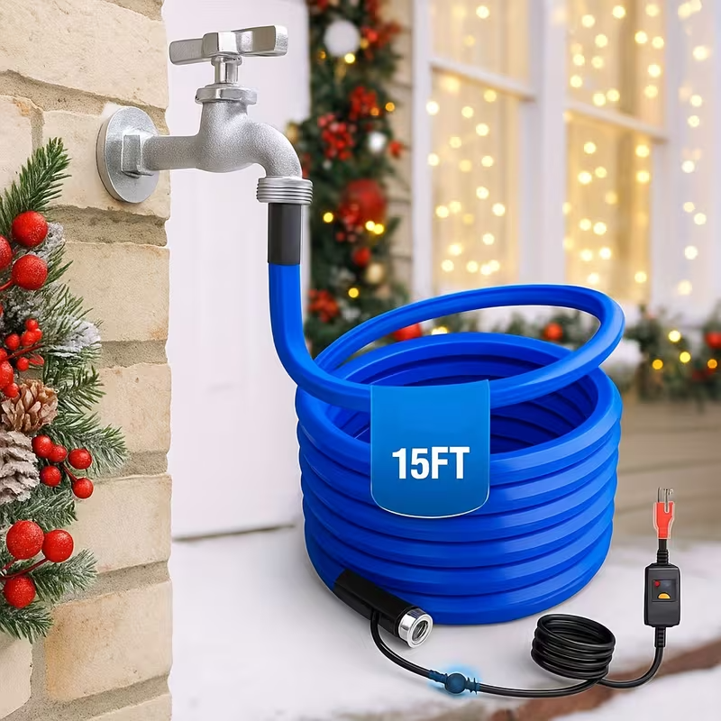 5ft–100ft Heated Water Hose for RV, 5/8" ID, -45°F Freeze-Proof Drinking Water Hose with Energy-Saving Thermostat Heating System, PVC Construction, Ideal for Winter RVs, Campers, Trailers, and Outdoor Use