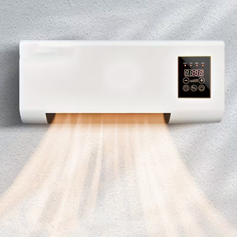 Wall-Mounted Electric Heater for Bedroom, Living Room & Bathroom – Space-Saving Quiet Heater with Natural Breeze & Warm Air Modes, 120V Plug-In Design, Remote Control, Ideal for Autumn & Winter