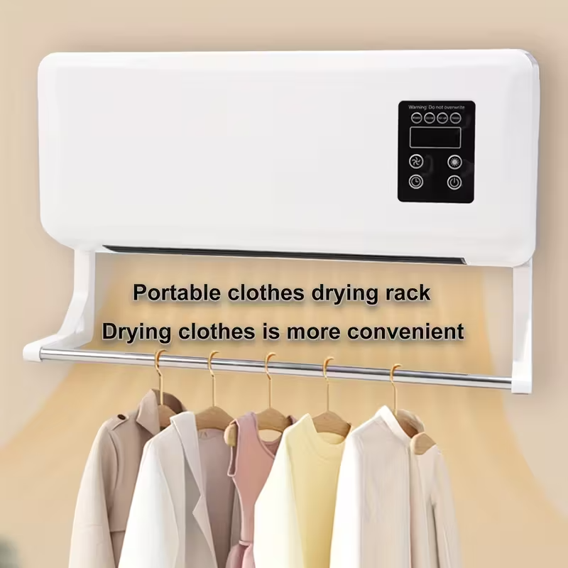 Wall-Mounted Electric Heater for Bedroom, Living Room & Bathroom – Space-Saving Quiet Heater with Natural Breeze & Warm Air Modes, 120V Plug-In Design, Remote Control, Ideal for Autumn & Winter