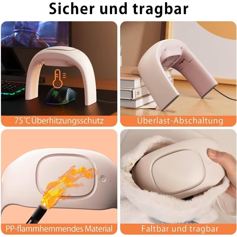 Ceramic Desk Hand Warmer Heater with Thermostat – Portable Personal Space Heater for Indoor Office Use, Energy Efficient, Beige