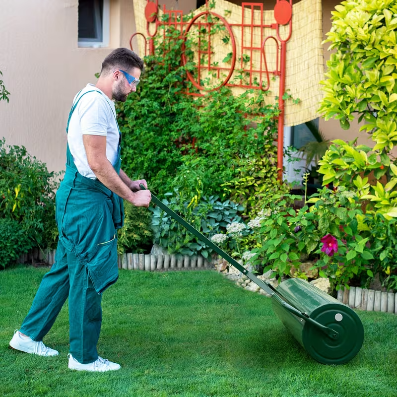Lifezeal Lawn Roller, Push or Tow-Behind Sod Drum Roller for Tractors, Ideal for Garden, Yard, Park, and Farm Landscaping