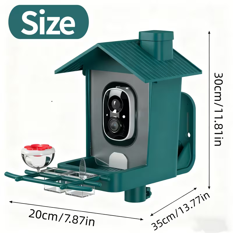 Smart Bird Feeder with 2K Camera – AI Recognition of 10,000+ Bird Species, Remote App Monitoring, IP66 Waterproof, Long Battery Life, Outdoor Bird Watching Feeder for Garden & Backyard – Perfect Gift for Bird Lovers