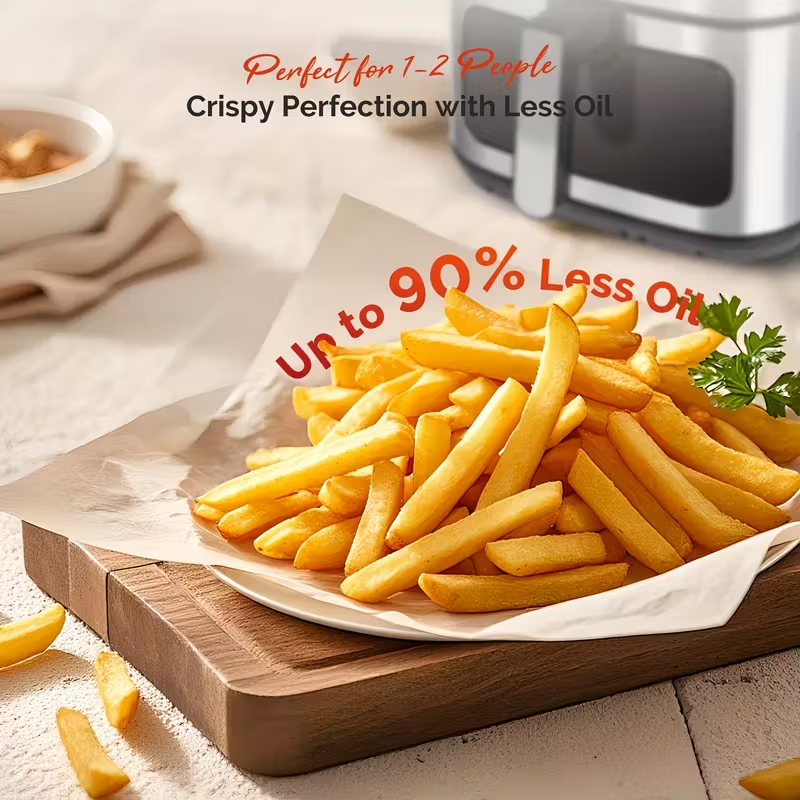 8.5QT Air Fryer with 1500W Power – Large Capacity, Smart Touch Screen, 10 Preset Cooking Functions, Non-Stick Basket, Easy to Clean – Stainless Steel, 120V Plug-In, Ideal for 5–6 People