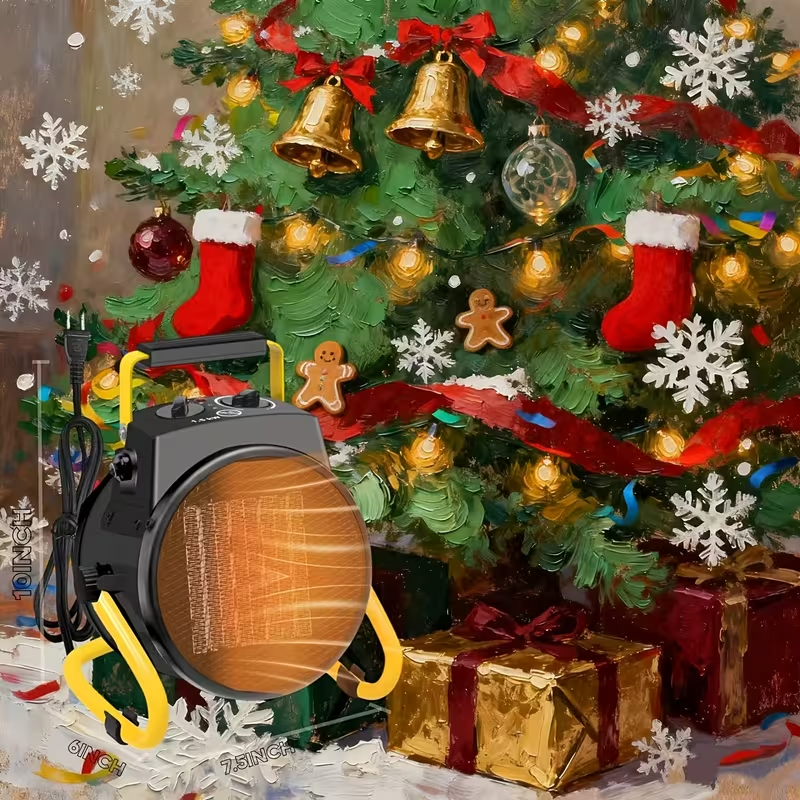 1500W Portable Electric Heater with Rapid 3-Second Heating, Overheat Protection, and Anti-Slip Design – Indoor & Outdoor Heater for Living Room, Garage, Greenhouse, Camping (Yellow/Black)