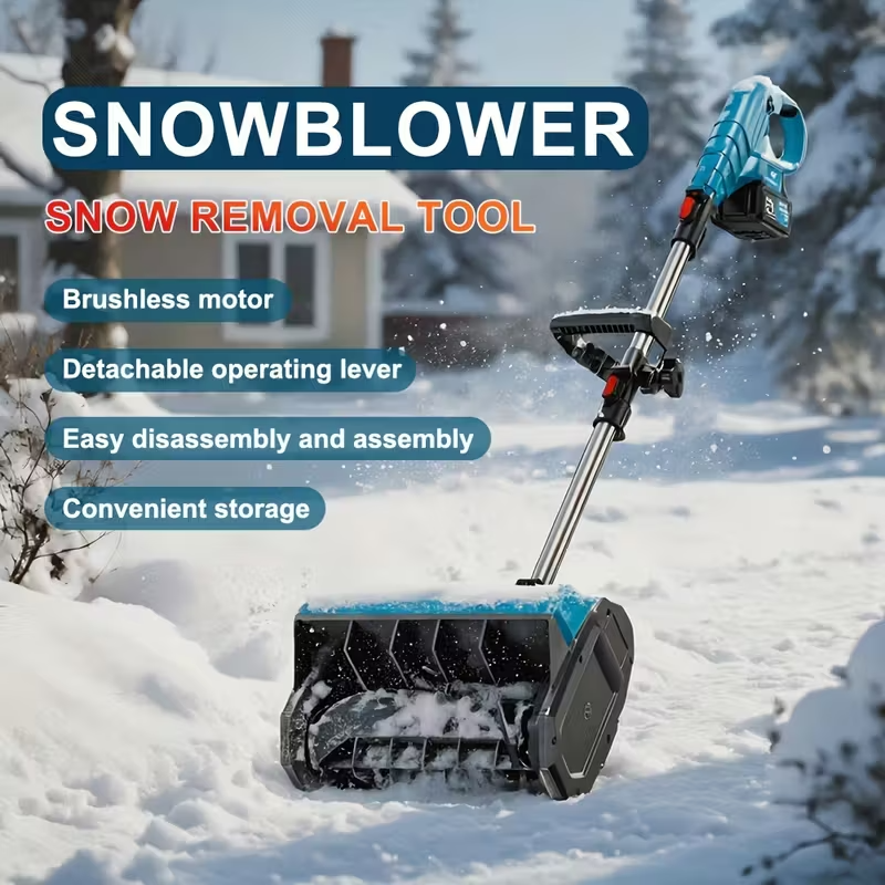 21V Cordless Snow Shovel Set with Brushless Motor, 13-Inch Electric Snow Blower, Includes Two 21V Li-Ion Batteries, Adjustable Handle and Safety Switch, Ideal for Driveways, Patios, and Sidewalks