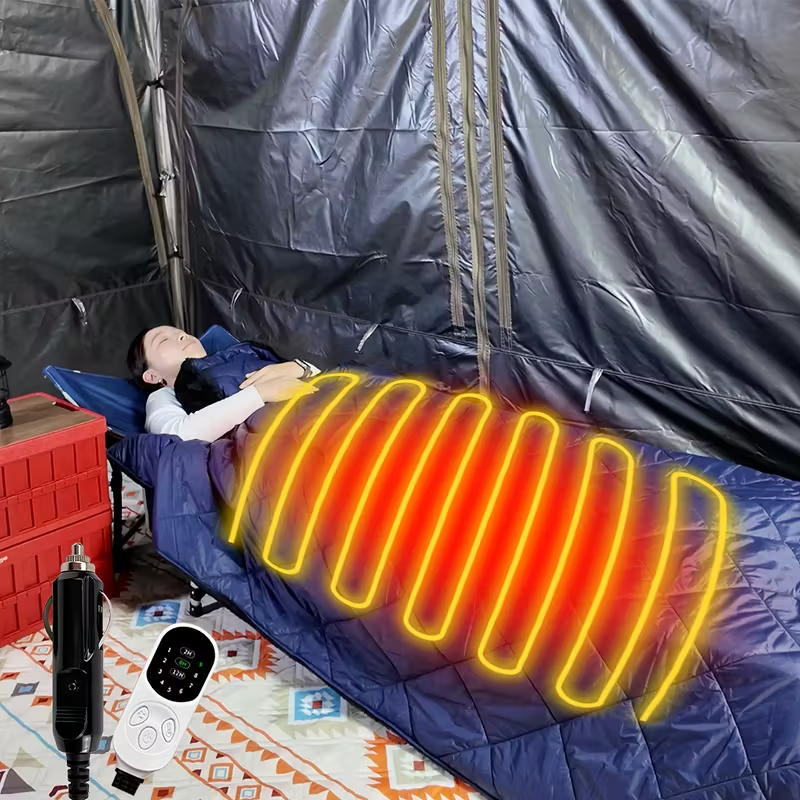 12V Heated Car Blanket with 9 Heat Settings, Lightweight Electric Travel Blanket for Cars, Trucks, SUVs, RVs, Camping, Stadiums, Airplanes, and All-Season Indoor/Outdoor Use