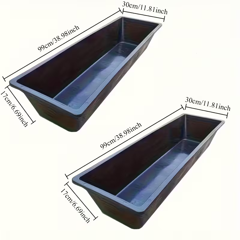 2-Pack Plastic Livestock Feed Troughs, Dual-Purpose Wide & Deep Feeding Bowls for Horses, Goats and Pigs, Durable PP Troughs for Barn, Pasture and Backyard Use