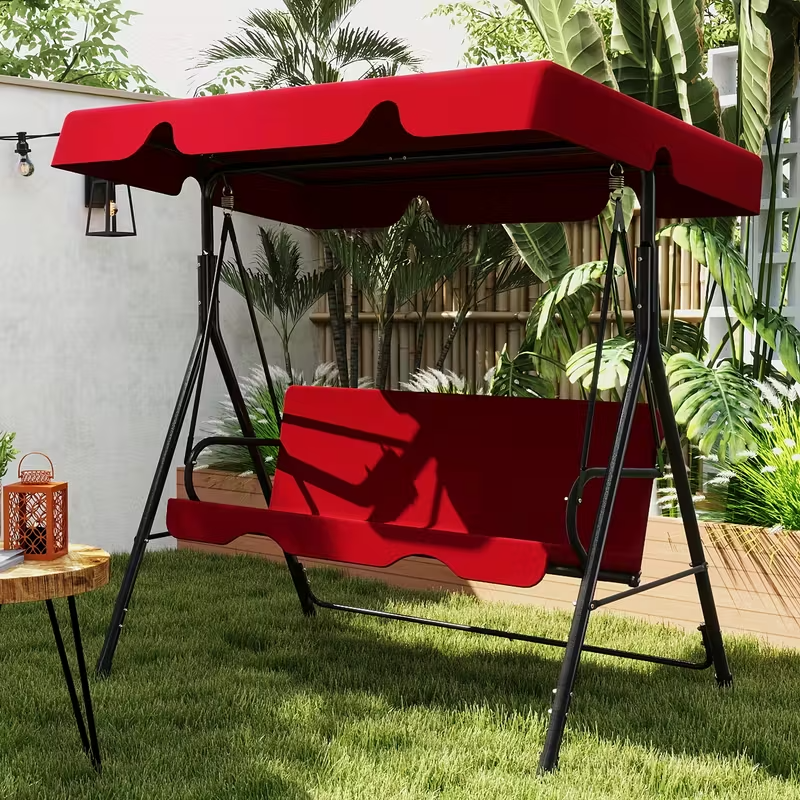 Outdoor Patio Swing Glider with Adjustable Canopy and Heavy-Duty Stand – Weather-Resistant, Rust-Proof Construction for Porch, Garden, and Lawn – Comfortable Adult Seating