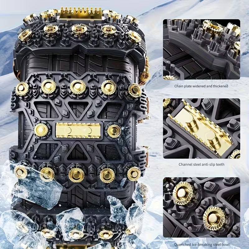 Universal 8PCS TPU Snow Chain Set – Anti-Slip Winter Tire Traction for Cars, 165–245mm Fit, Includes Storage Box & Gloves