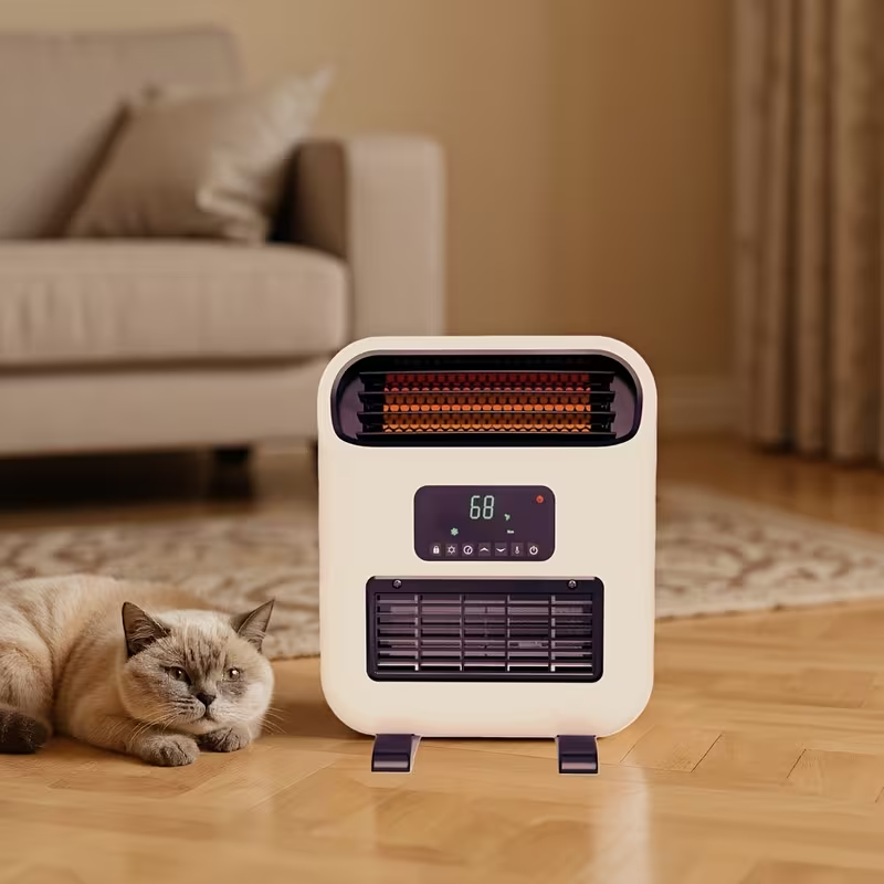 Mini Electric Space Heater, Wall-Mounted or Freestanding, 1500W Indoor Heater with Adjustable Thermostat, Timer, and 3 Heating Modes for Home, Bedroom, Office, and Garage