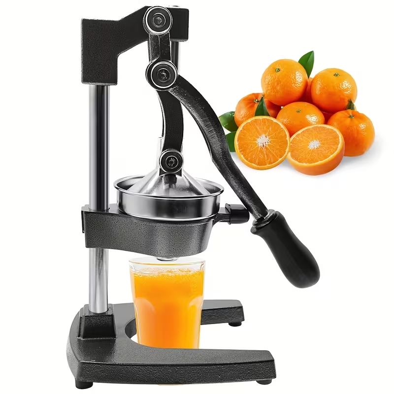 Heavy-Duty Manual Citrus Juicer – Cast Iron Orange & Lemon Squeezer | Commercial Hand Press Extractor for Oranges, Lemons, Limes & Pomegranates | Easy-Clean Stainless Strainer