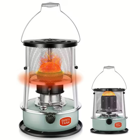 Portable 2600W Kerosene Heater and Stove, Non-Electric Indoor/Outdoor Oil Heater with Adjustable Flame, 1.19 Gallon Fuel Tank, Safety Mesh Guard and Stable Base for Camping, Garage and Emergency Use (Black)