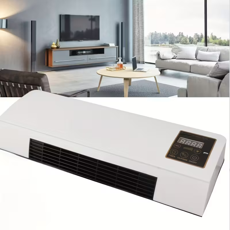 Wall-Mounted Electric Heater for Bedroom, Living Room & Bathroom – Space-Saving Quiet Heater with Natural Breeze & Warm Air Modes, 120V Plug-In Design, Remote Control, Ideal for Autumn & Winter