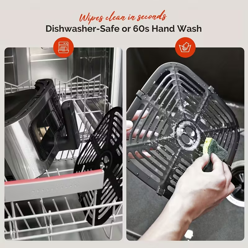 8.5QT Air Fryer with 1500W Power – Large Capacity, Smart Touch Screen, 10 Preset Cooking Functions, Non-Stick Basket, Easy to Clean – Stainless Steel, 120V Plug-In, Ideal for 5–6 People