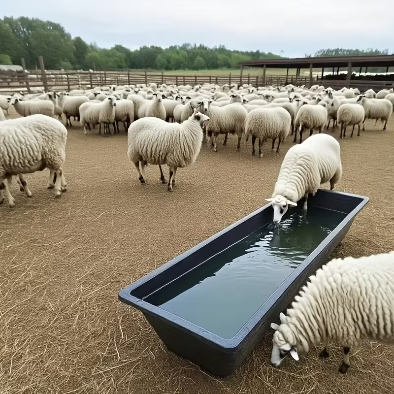 2-Pack Plastic Livestock Feed Troughs, Dual-Purpose Wide & Deep Feeding Bowls for Horses, Goats and Pigs, Durable PP Troughs for Barn, Pasture and Backyard Use