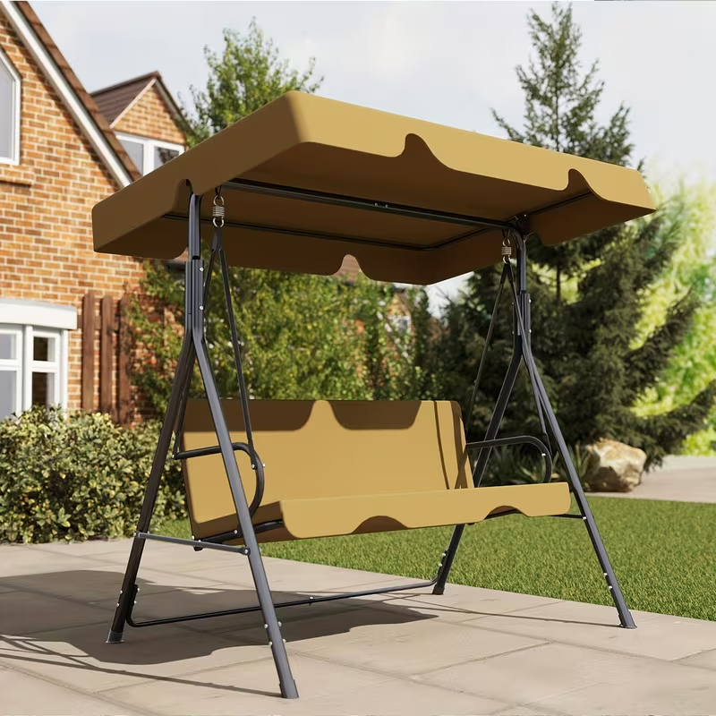 Outdoor Patio Swing Glider with Adjustable Canopy and Heavy-Duty Stand – Weather-Resistant, Rust-Proof Construction for Porch, Garden, and Lawn – Comfortable Adult Seating