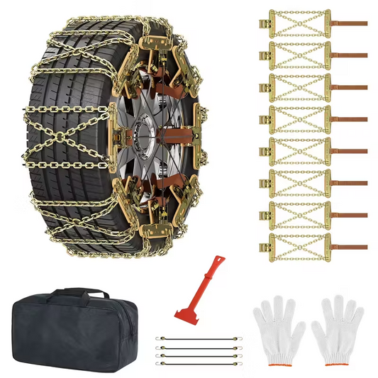 8-Pack Heavy-Duty Snow Chains for Cars, SUVs & Trucks – Quick Install, Enhanced Grip, Fits Tires 215–285 mm