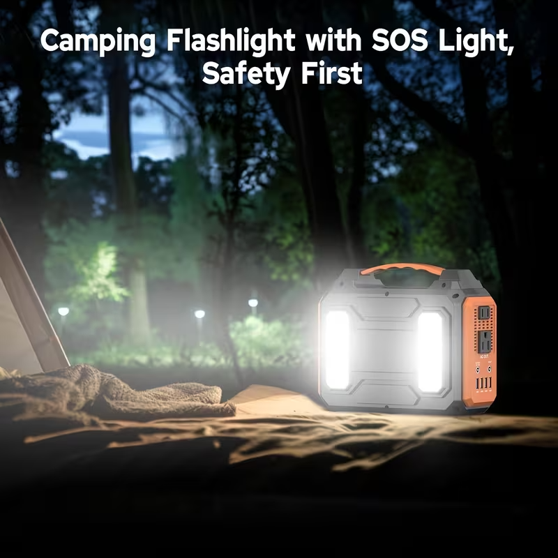 Portable Power Station 300W/100W Solar Generator, 296Wh/256Wh/146Wh Lithium Battery Backup with 110V AC Outlet, USB and DC Ports, LED Flashlight, Cooling Vents, for Camping, RV Travel, Outdoor Events, and Emergency Home Power