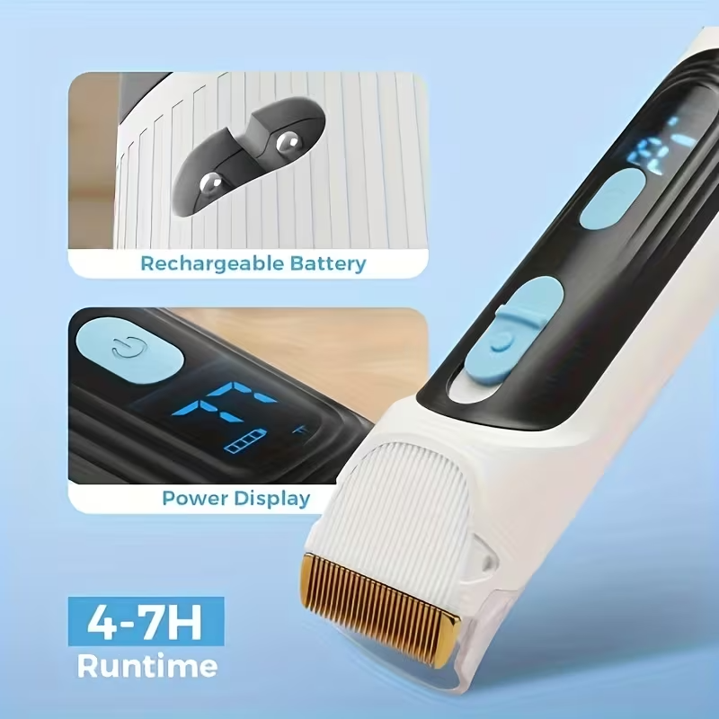 300W Dog Grooming Vacuum, 5-in-1 Pet Grooming Kit with Strong Suction, Large-Capacity 1.2L Dog Vacuum for Shedding, Quiet Operation, Cordless Grooming System with Pet Clipper & Nail Grinder for Home Cleaning