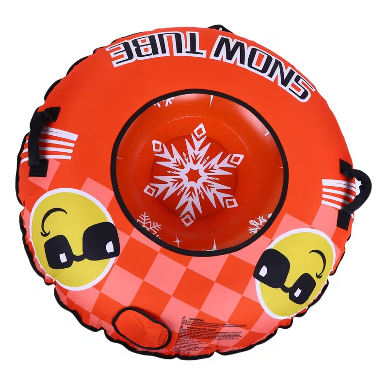 Heavy-Duty Inflatable Snow Tube for Adults & Teens – Fast-Speed Ski Ring with Tow Rope & Reinforced Handles, Durable PVC Winter Sled (Bright Orange)