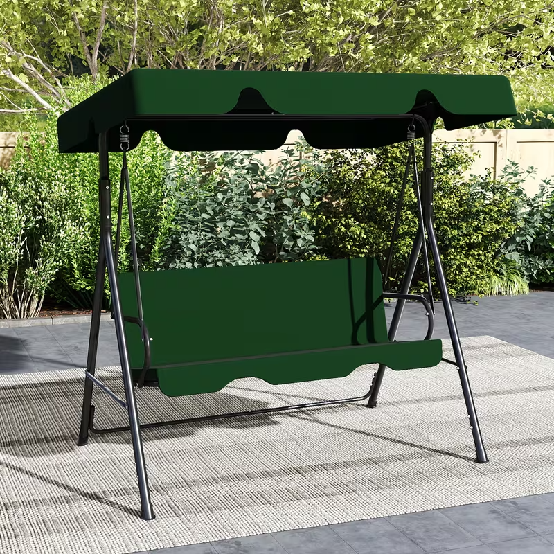 Outdoor Patio Swing Glider with Adjustable Canopy and Heavy-Duty Stand – Weather-Resistant, Rust-Proof Construction for Porch, Garden, and Lawn – Comfortable Adult Seating
