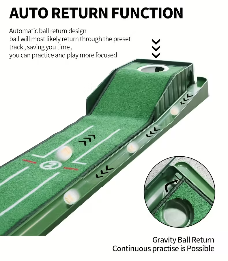 8ft Golf Putting Mat with Precision Alignment Guides – Portable Indoor/Office Putting Green, Durable ABS Base, Compact & Foldable Design, Perfect for Men’s Golf Training, Home & Office Entertainment